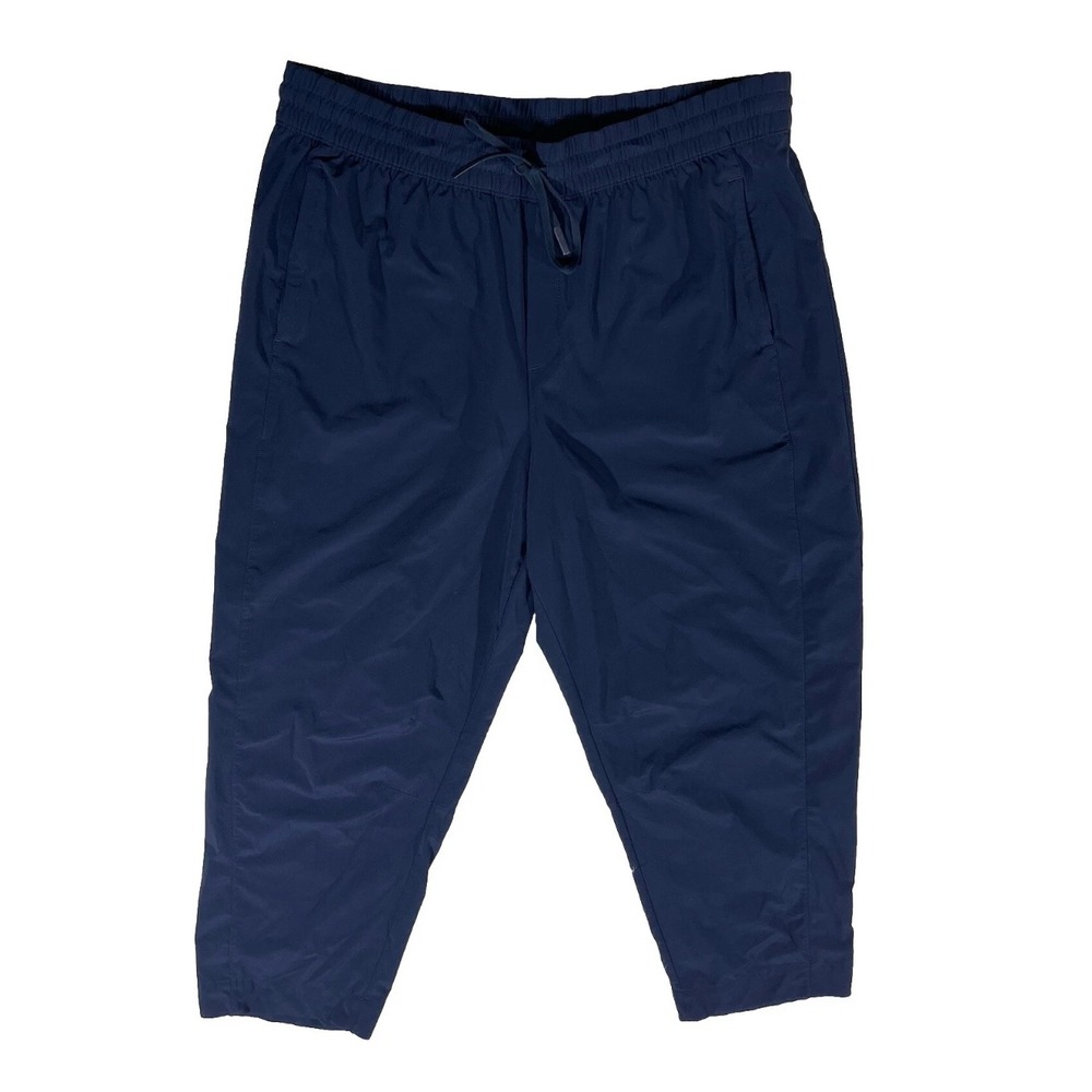 Athleta Arrival Straight Leg Cropped Pants Women Size 18 Navy stretch drawstring - Picture 1 of 5